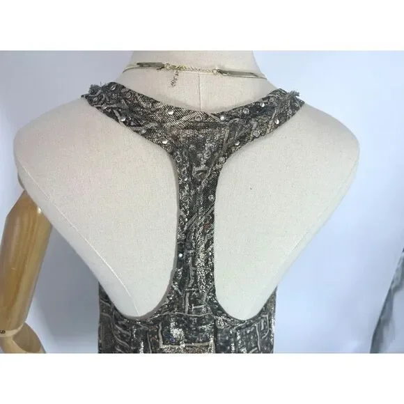 Isabel Marant x H&M Metallic Racer Back Tank Top Size 4 US Grommet Studs Unique - Picture 9 of 11